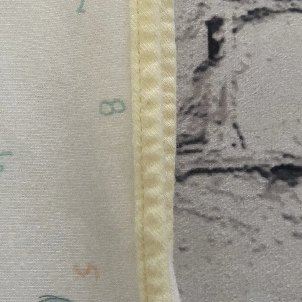 Carter's Vintage Animal Numbers Baby Blanket Yellow White Duck Elephant Puppy‎